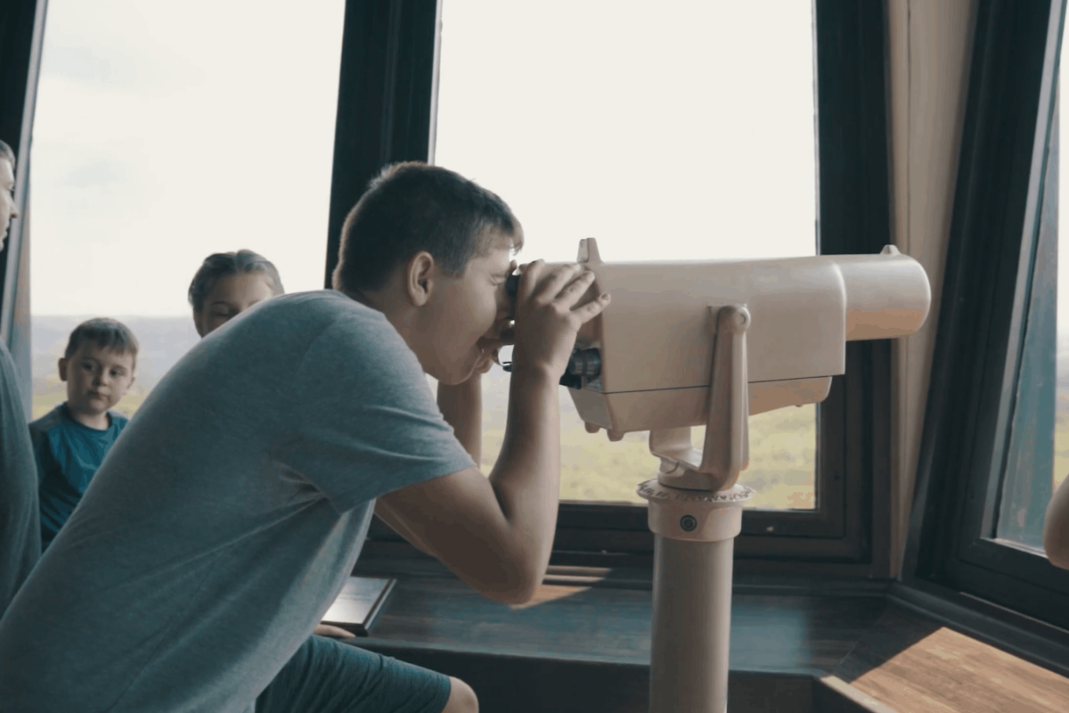 looking through tower
